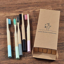 Load image into Gallery viewer, Bamboo Toothbrushes (Pack of 5) - Fresh Flesh UK
